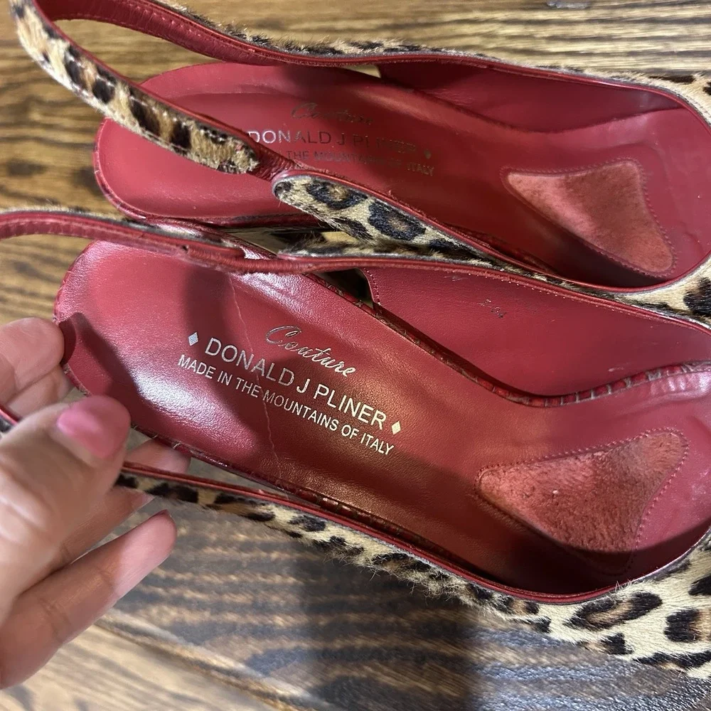Donald J Pliner Couture 8 Canna Leopard Calf Hair Red Croc Leather 4